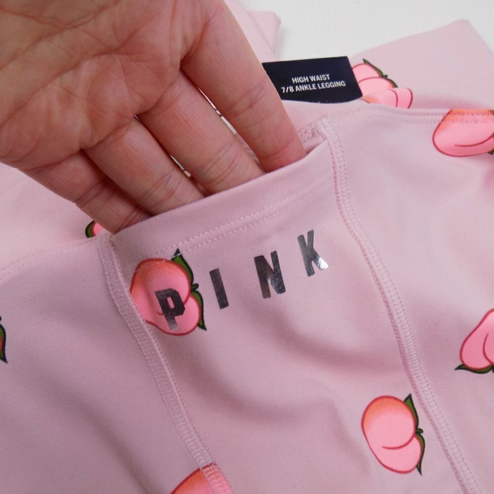 nwt victoria's secret PINK ultimate leggings peach emoji print - Picture 6 of 7